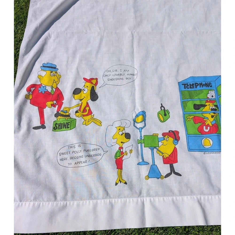 Vintage Springmaid Underdog Comic Muslin Bed Sheet 61
